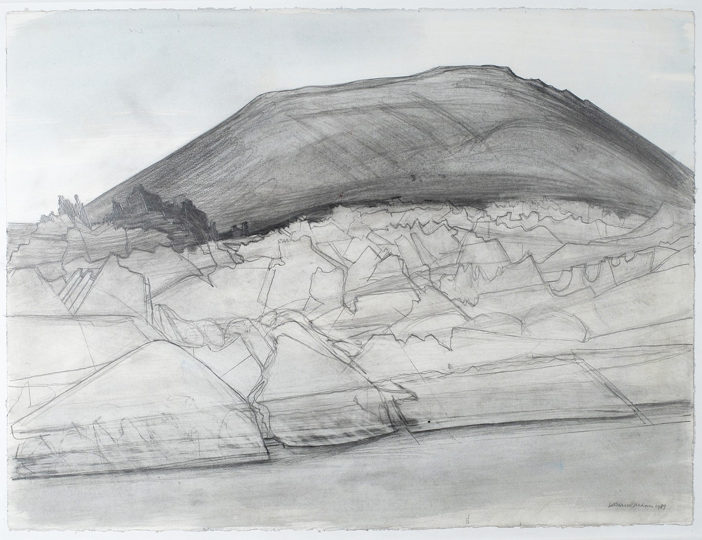 Ruta de los Volcanes, Lanzarote, 1989, pencil and wash on paper