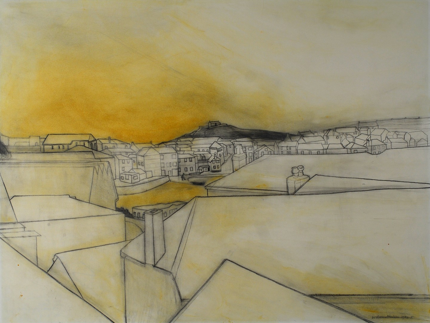 St Ives No.3, 1985, charcoal, oil, conté crayon on paper