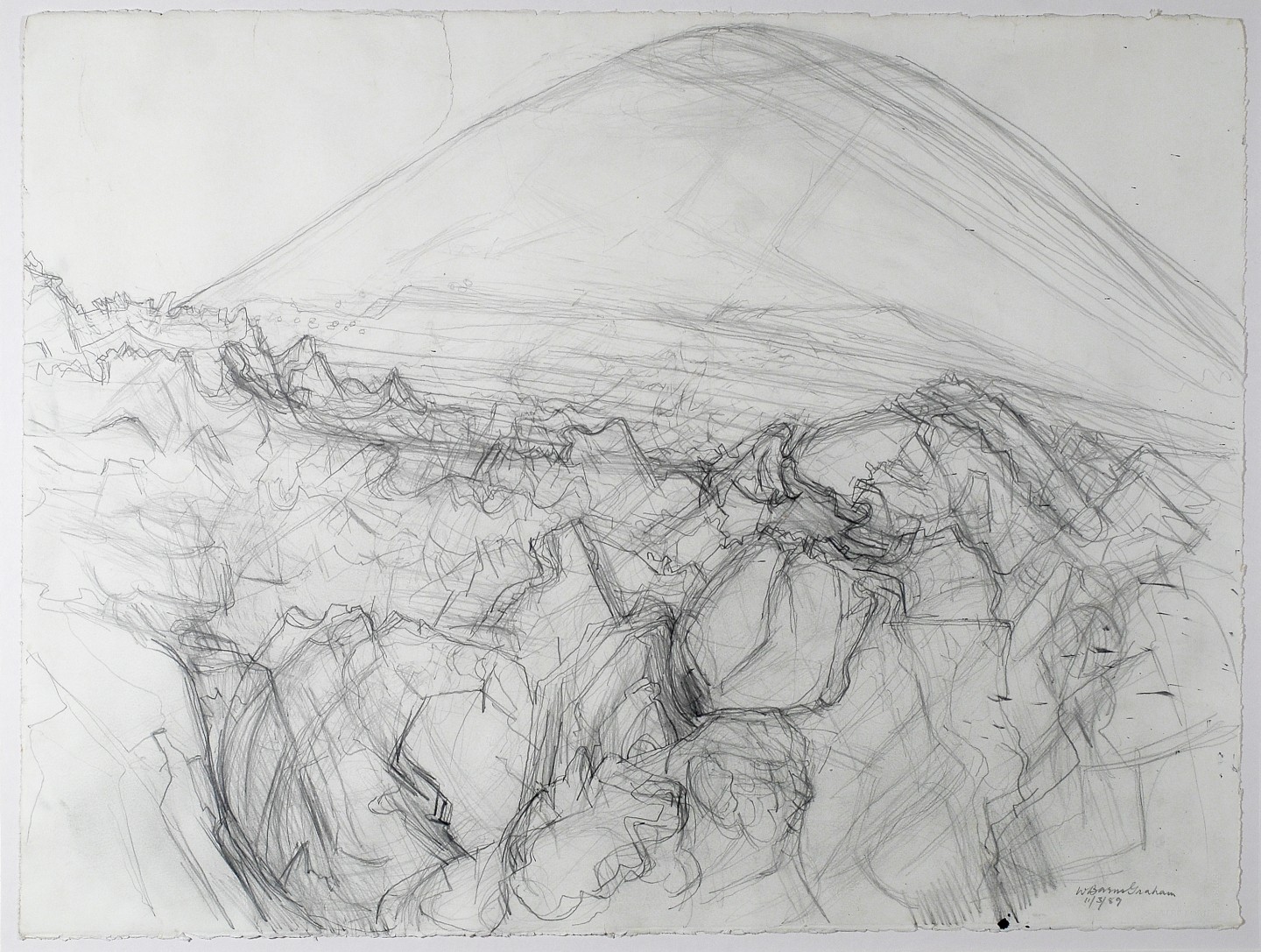 Volcanic Island (near Montana del Fuego) 1989, pencil on paper