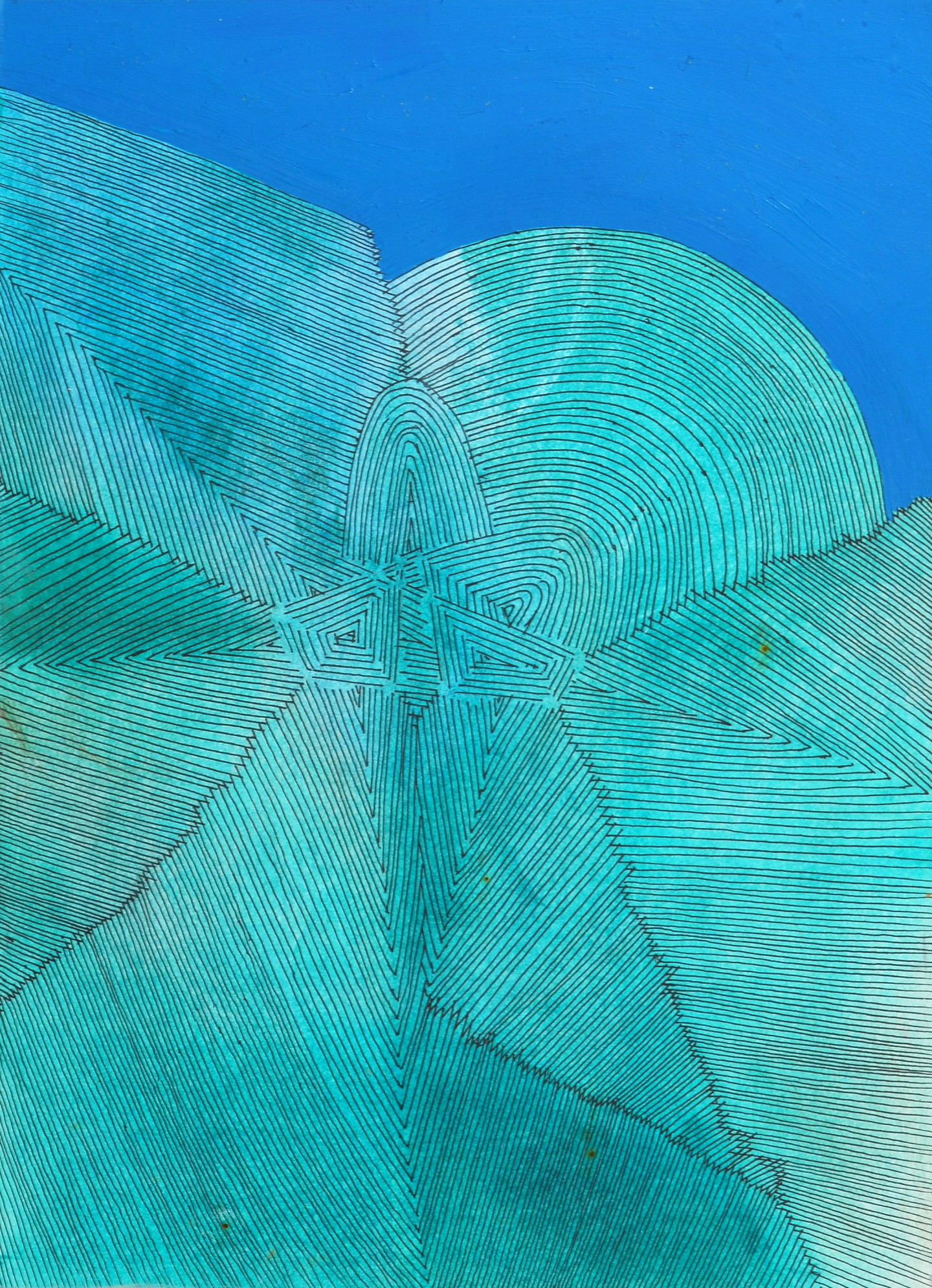 Glacier Knot, 1978, mixed media, ink on card