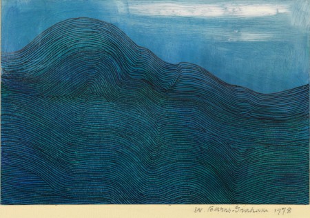 Linear Development Blue, 1978, pen/ink/mixed media/card