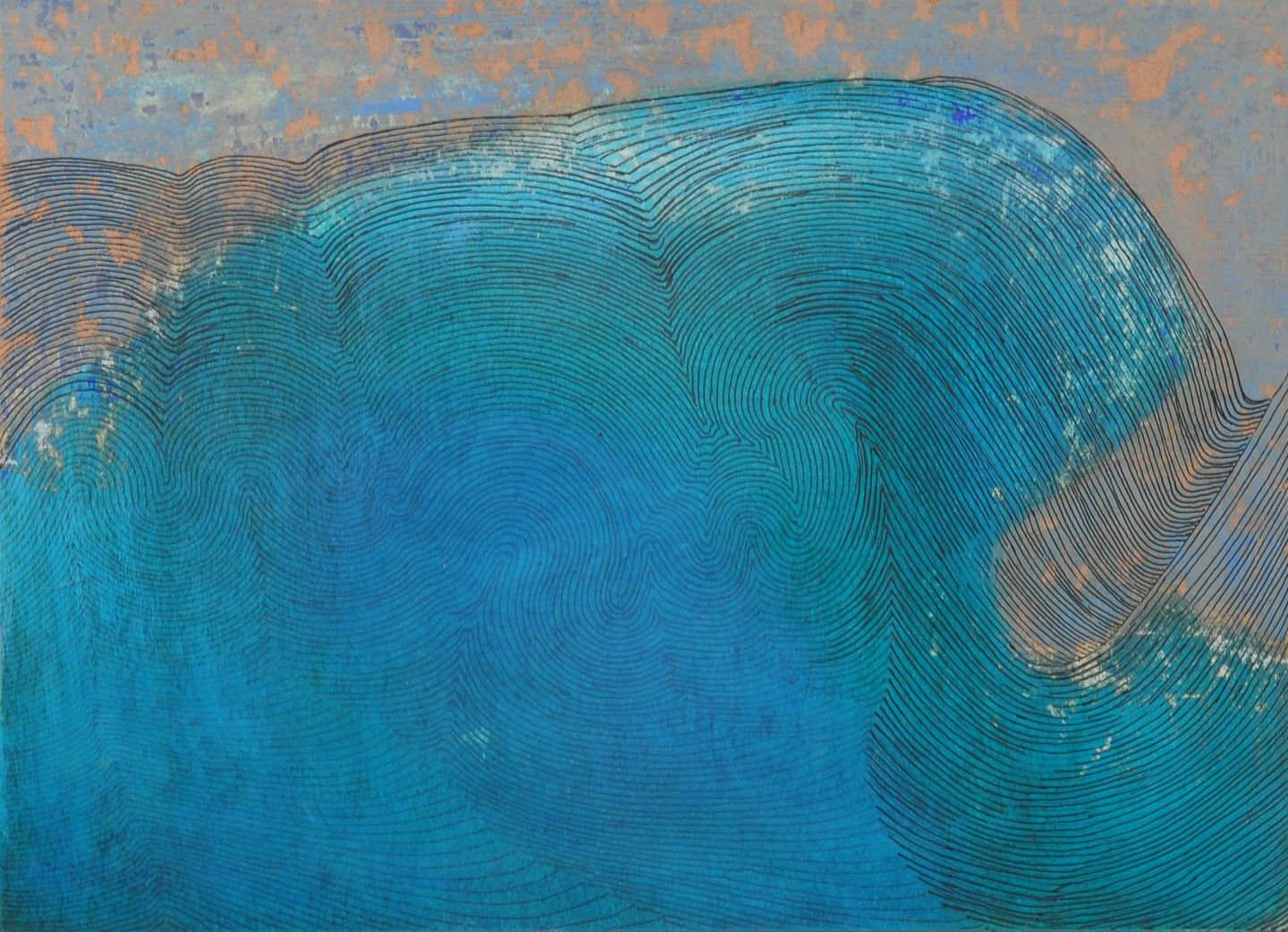 Glacier Encounter, 1976, oil/pen/card