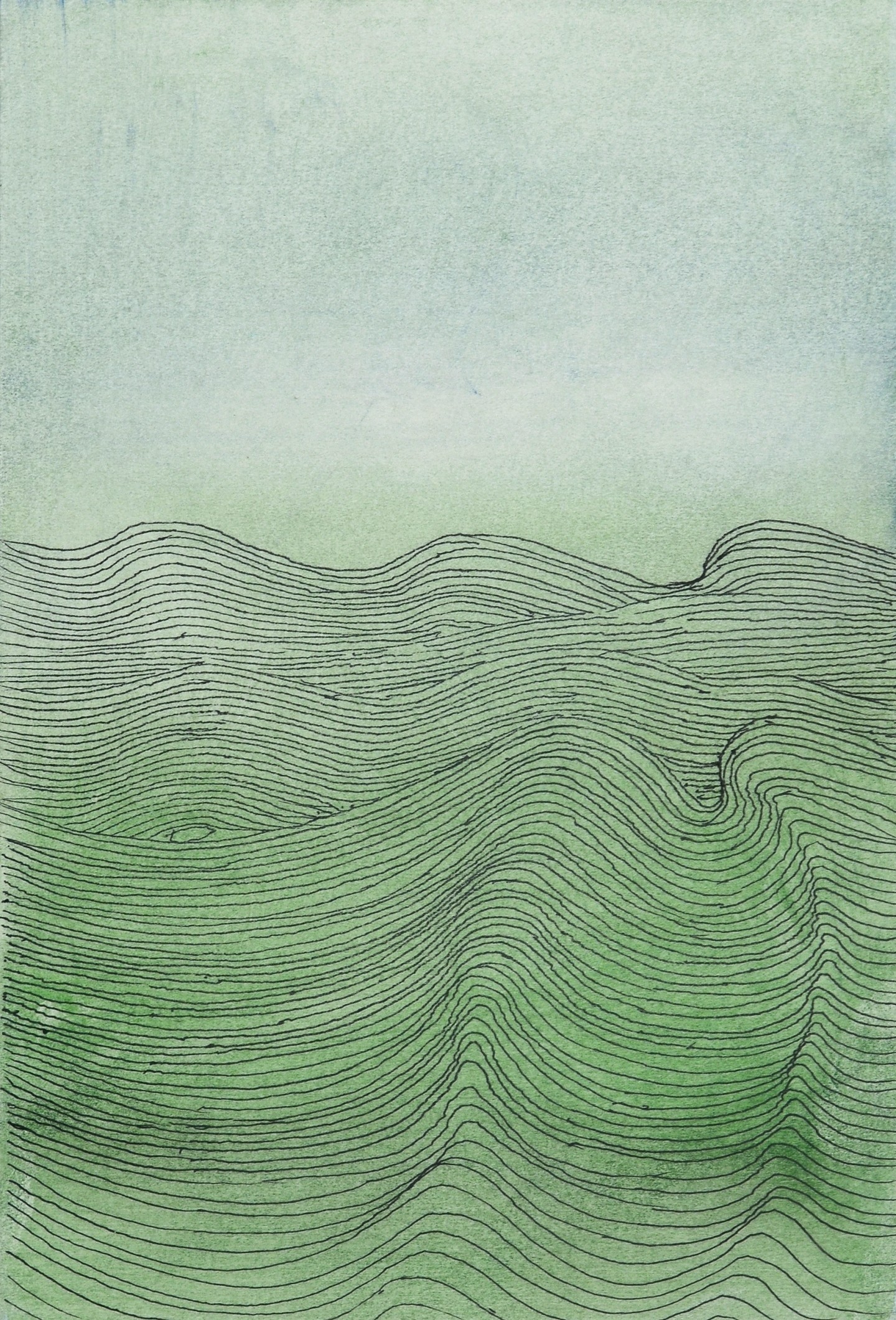 Linear Movement 02/91, 1991, pen/ink/mixed media/card
