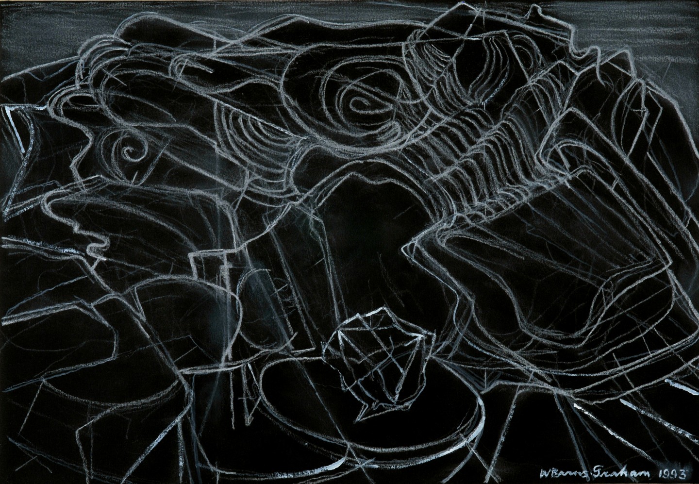 Lava Forms Lanzarote 2, 1992, chalk on black paper