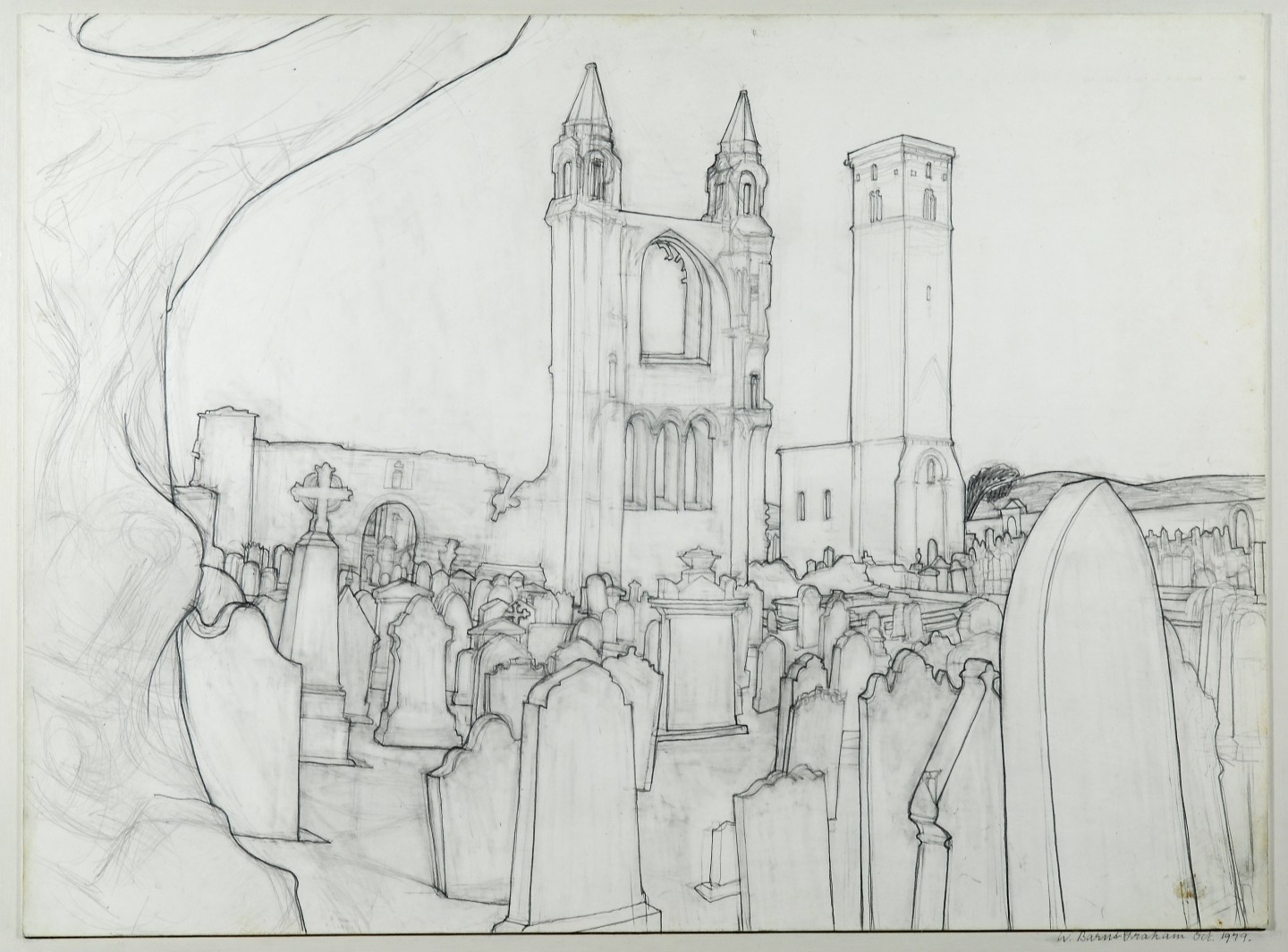 St Regulus, St Andrews, 1979, pencil and mixed media on card