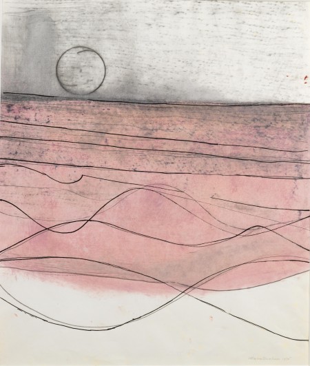 Line Series with Circle, 1975, mixed media on paper
