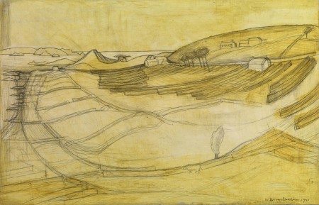 St Martins Lower Town, 1951, pencil and oil on board