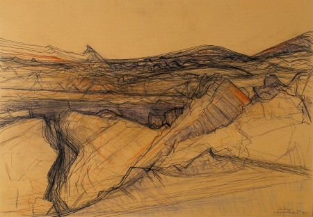 La Geria (Study Volcanic Rock) Lanzarote, 1991, pastel on paper