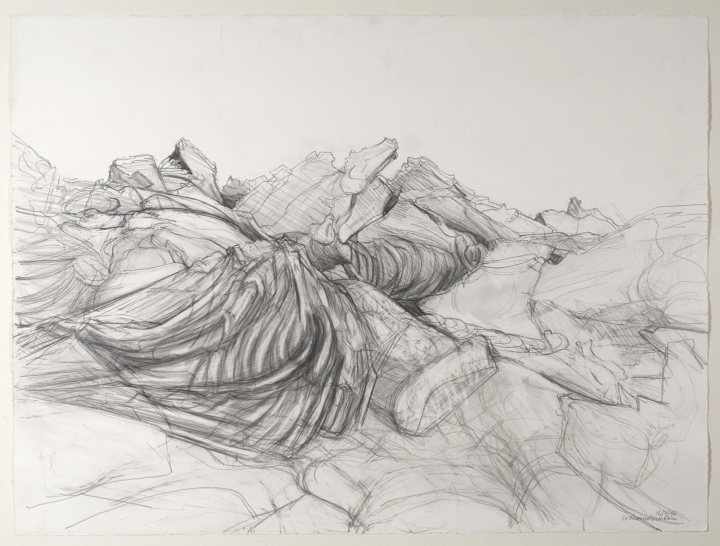 Lava Muerte, Lanzarote, 1992, pencil on paper