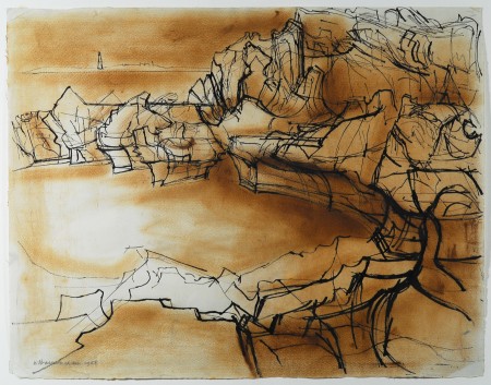 Formentera, 1958, pen, ink, wash on paper