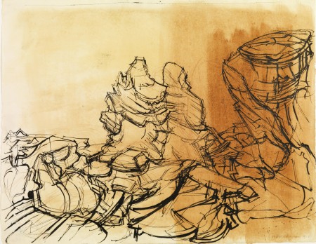 Rocks, Formentera, 1958, india ink on paper