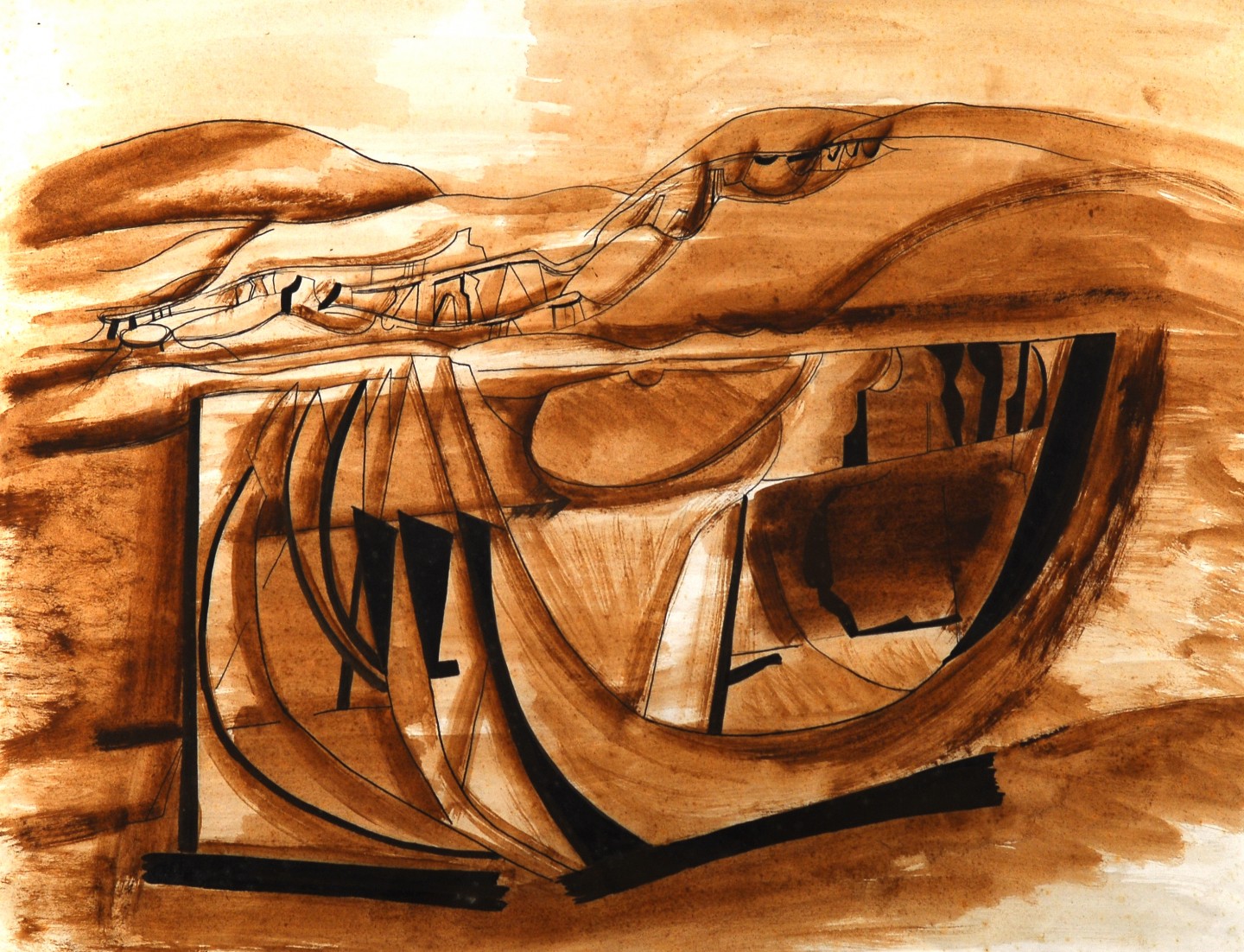 Clay Workings, Chiusure, 1954, pencil and tempera on paper