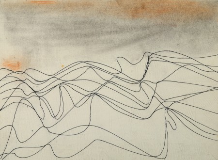 Line Development No.1 (12 Lines), 1982, pen/ink/oil/card