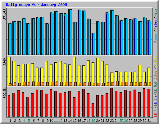 Daily usage for January 2025