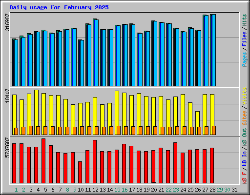 Daily usage for February 2025