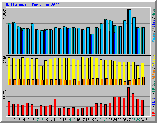 Daily usage for June 2025
